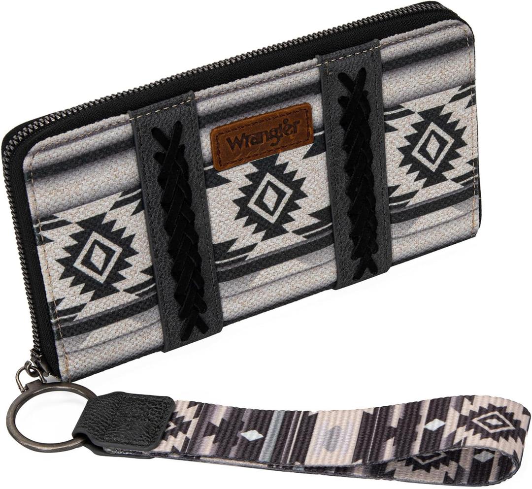 Montana West  Wrangler Wristlet Western Wallet Boho Aztec Credit Card Holder for Women (2203A Black)