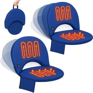 Heated Stadium Seat Cushion for Bleachers with Back Support Extra Portable Foldable Heating Stadium Seats Chair Pad with USB 3 Level Heating Pocket for Outdoor Sport (Navy Blue)
