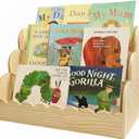 Scalloped Bookshelf for Kids, 3-Tier Small Kids Bookshelf & Baby Book Case, Solid Wood Book Organizer Montessori Toddler Bookshelf for Nursery, Playroom & Kids Rooms (Natural, 23.6*16.5*11in)