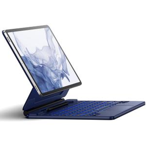Dexnor for Samsung Galaxy Tab S10+ Plus/S9+ Plus/S9 FE+ Plus/S8+ Plus/S7+ Plus/S7 FE Case with Keyboard 12.4" Floating Cantilever Magnetic Stand Multi-Touch Trackpad Backlit S Pen Holder - Blue
