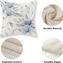 Blue Pillow Covers 18x18 Inch Set of 2 Vintage Blue and Grey Floral Throw Pillows Modern Abstract Boho Flower Decorative Pillow Cases Outdoor Linen Farmhouse Cushion Cover for Couch Sofa Decor