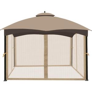 Ontheway Universal 10' x 12' Gazebo Replacement Mosquito Netting (Mosquito Net Only) (Light Brown)