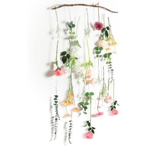Hoteam 26 Pcs DIY Wildflower Garland Artificial Hanging Flower Backdrop Set Fake Rose Poppy Wild Flower Decor from Ceiling for Wedding Baby Shower Party Birthday Home Garden (White,Champagne,Pink)