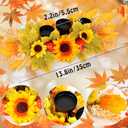 Thanksgiving Dining Table Centerpiece with 3 Wick Candle Holders Fall Candelabra Centerpiece Harvest Autumn Fall Decorations Holiday Candleabrum Decorated with Sunflower Blooms Pumpkin Maple Leaves