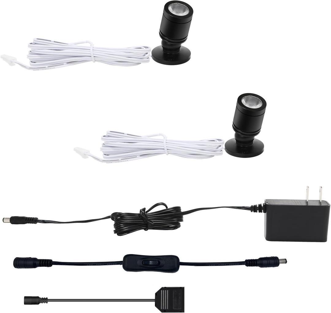 Taysing LED Spot Light Indoor Picture Lights Art Lights Accent Lights Little Spotlight Up Lights for Painting Picture Plants Jewelry Showcase Model Display Shelves(Cold White-2 Pack Push Switch)