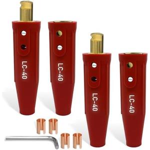 AWLOLWA LC-40 PRO Series Welding Cable Connectors Set (4-Pack) (Red)