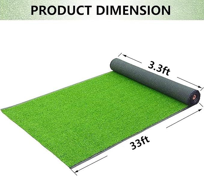 MYOYAY Artificial Grass Turf Rug, 3.3ft x 33 ft Large Realistic Grass Lawn Carpet Roll,1.18" Thick Synthetic Turf Mat with Drain Holes for Indoor Outdoor Garden Landscape Dog