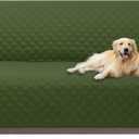 U-NICE HOME 4 Seater Sofa Cover 91 Inch Large Couch Covers for 4 Cushion Couch with Elastic Straps Water Resistant Furniture Protector Cover for Pets Cat (Sofa XX-Large, Huntergreen/Sage)