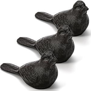 ZOOFOX 3 Pack Cast Iron Door Stopper, Decorative Door Stop, Heavy Duty Rustic Bird Door Stop Wedge for Carpet, Tile, Concrete or Wooden Floor