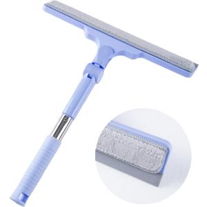 Shower Squeegee for Glass Doors, Cleaning Tile Wall,Car,Windshield Squeegee with 12" Blade and 15" Long Handle Bathroom Cleaner Tool for Household Home Window Mirror,
