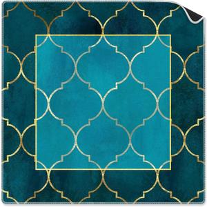 Blue and Gold Mahjong Mat Gifts 31.5 x 31.5 In, Art Deco Decor Mahjong Mat for Table, Non-Slip Noise Reduction Game Table Cover Tablecloth for Card Poker Dominoes Dice and Board Games
