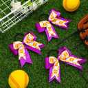 7 x MTLEE 9 Pcs 5.1 Inch Purple Softball Ribbon Hair Bows Elastic Cheer Scrunchies Cheerleader Bows Volleyball Sports Ponytail Holder Sport Hair Accessories for Girl Player