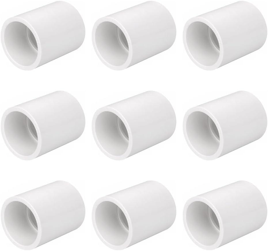 9PCS 1 Inch PVC Pipe Coupling Adapter Pipe Fitting Connectors Socket x Socket for Sprinkler, Drip Irrigation System, Pipes Extension HE050-1