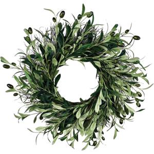 Artificial Christmas Garland with Faux Greenery and Berries | Indoor & Outdoor Holiday Decorations | Olive Wreath for Front Door,Indoor Outdoor,Farmhouse Home and Mantel Garland (16 inch)