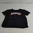 Modern Lux Tee SAVAGE Floral Graphics Top Black Short Sleeves, Size M 