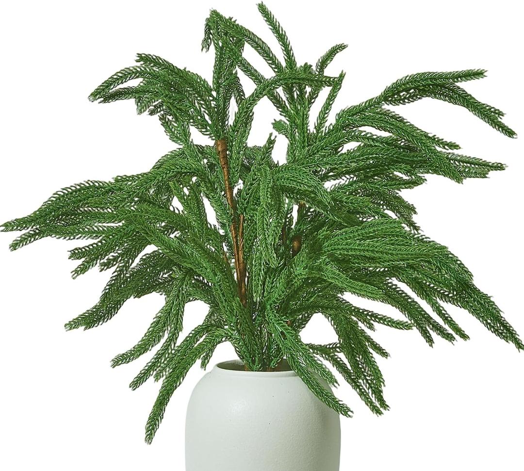 31 Inch Christmas Norfolk Pine Branches - Norfolk Stems Faux Christmas Greenery Stems, Artificial Pine Branches for Vases 2 Pcs