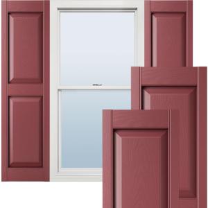 Ekena Millwork Lifetime Vinyl LP2S14X05500WN Standard Two Equal Panel Vinyls, Raised Panel Vinyl Shutters, w/Installation Shutter-Lok's & Matching Screws (Per Pair), 14 3/4"W x 55"H, Wineberry, 14.75-in. W X 55-in. H
