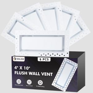 6PCS 4x10 Flush Wall Vent, Metal Ceiling Vent Covers Paintable HVAC Vents Cover Decorative Air Vents Modern Register Grille for Walls Ceiling