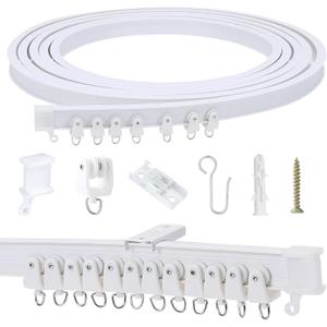 Flexible Bendable Ceiling Curtain Track, 5m (16.4ft), Ceiling Mount, for Curtain Track with Track Curtain System, RV Curtain Spacer, Curtain Ceiling Track, white