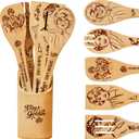 Golden Kitchen Decor Accessories Wooden Spoons for Cooking -Golden Merchandise for Friends,Bamboo Utensils Gifts for Women,Birthday & House Warming Gift for Friend,7pcs