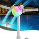 Solar Pool Fountain w/7-Color LED Lights, 2026 Dual-Head Adjustable Spray Pool Fountains for Above & Inground Pools, High-Pressure Waterfall & Pool Sprinkler Fountain for Cooling & Relaxation