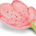 Ceramic Soap Dish Holder for Bathroom, Flower Bar Holder for Shower, Easy Cleaning Saver Tray Decoration for Bathroom, Sinks, Kitchen (Pink)