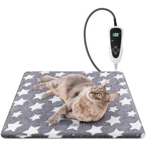 Newget Cat Heating Pad, Waterproof Pet Heating Pad for Cats Dog Indoor, 11 Adjustable Temperature Cat Warming Bed Mat with Timer, Indoor Heated Bed with Chew Resistant Cord (S: 18'' L X 18W '')