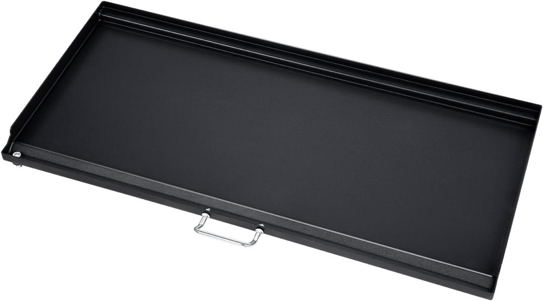 LotFun 32" x 15" Carbon Steel Cooking Griddle for Outdoor Gas Grill, Universal Griddle Flat Top Plate Insert with Grease Groove and Removable Handles for Electric/Charcoal/Gas Grill, Camping,Party