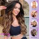 Eawwii Brown Highlights Wig for Women Long Wavy 4x1 Lace Natural Hairline Glueless for Beginners Middle Part Synthetic for Daily Party Use 26Inch