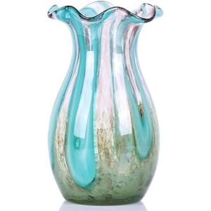10 Inch Wide Mouth Vases Flowers, Hand Blown Glass Vase, Modern Art Glass Vase Home Decor, for Dining Table Centerpiece Coffee Table Office Mantle Entryway Entrance Desktop Centerpiece.