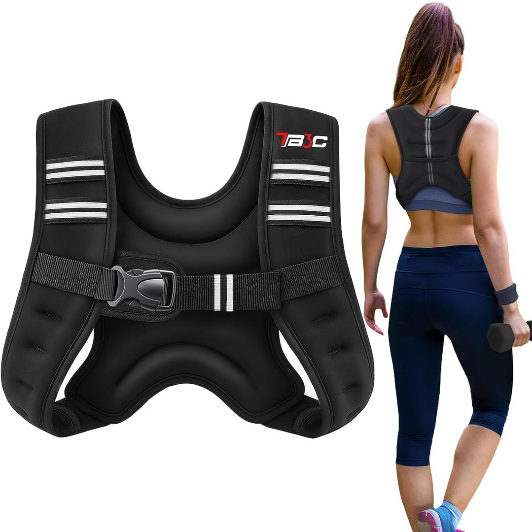 Weighted Vest Woman, 6 LB Womens Weight Vest for Walking, Strength Training Weight Vests for Men, Reflective Stripe Fitness Vest for Workout Running Jogging (Black)
