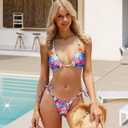 2 Piece Swimsuit for Women Triangle Bikini Brazilian Bikini Sets for Women Floral Bathing Suit (M)
