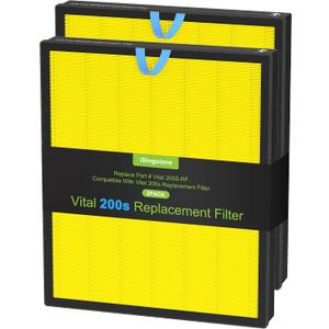 2 Pack Vital 200S Pet Replacement Filter Compatible with LEVOIT Vital 200S Air Purifier, HEPA and Activated Carbon Filter, Vital 200S-RF-PA（LRF-V201-YUS) Yellow