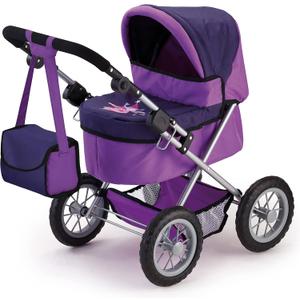 Bayer Doll Stroller Foldable Pram for Dolls up to 18 in, Adjustable Handle, Lilac
