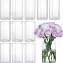 12 Pcs Glass Cylinder Vases for Centerpieces, 6 Inch Clear Ribbed Flower Vase for Wedding Decorations, Clear Floating Candle Vases in Bulk, Hurricane Candle Holders for Table Centerpieces