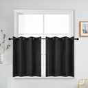 YGO 36 Inches Blackout Curtains Kitchen Window Valances Half Long Short Drapes Room Darkening Thermal Insulated Tiers Blinds for Bedroom and Bathroom 52 W by 36 L Black Double Panells