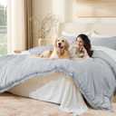 Andency Light Grey Comforter Set Queen, 3 Pieces Boho Tassel Lightweight Bedding Comforter Sets, All Season Soft Fluffy Fringe Bed Set (90x90In Comforter & 2 Pillowcases)