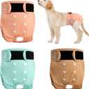 3 Pack Reusable Female Dog Diapers, Washable Diaper for Doggie, Highly Absorbent Dog Diaper, Adjustable Leakproof Puppy Diapers Skirt for Heat, Incontinence, Period Doggy Nappies, 12"-15"Waist (Medium, Light Colored Series)