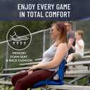 Everlasting Comfort Stadium Seats with Back Support - Adjustable Memory Foam Bleacher Chairs with Back and Cushion, Portable, Easy Folding Stadium Seat Cushion with Storage Pocket, Blue