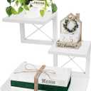 ELITEROO Desk Shelf, Wood Small Bookshelf Desktop Shelves and Organizer, Freestanding 3 Tier Storage Display Stand Home Office Decor for Books Plants Toys, White