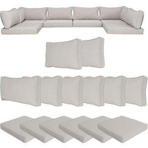 14 Pcs Outdoor Patio Cushion Covers Replaceable Waterproof Outdoor Furniture Covers with Zippers for Patio Conversation Sectional Set 3 Size,Slipcovers Only24.8 * 24.8Inch Light Gray Set