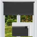Cordless Cellular Shades, No Drill No Tools Light Filtering Honeycomb Shades, Pleated Blinds for Windows, Easy to Install, Black 21" W x 48" H