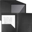 Teling 24 Pcs Plastic Folders with Front Clear Pockets and Business Card Holder 2 Pockets Folders for Letter Size Paper, School Office Financial Statements Supplies Nice Gift for School (Black)