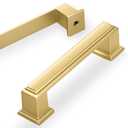Lardmon 3 Pack 3.75 Inch(96mm) Hole Center Brushed Gold Modern Cabinet Pulls Kitchen Cabinet Handles Kitchen Cabinet Hardware Timeless Drawer Pulls for Dresser Cupboard Wardrobe, B-Gold(3.75x3)