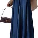 BTFBM High Waisted Skirts for Women Fall Clothes 2025 Elegant Satin Flowy A-Line Cocktail Formal Night Out Maxi Skirt, M, Navy