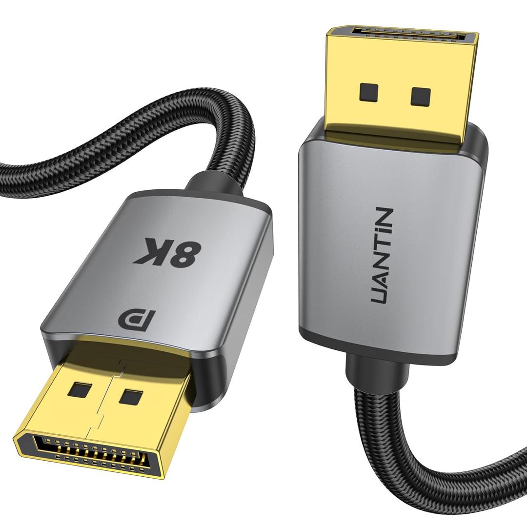 3 x UANTIN 8K DisplayPort Cable 1.4, VESA Certified 3FT High-Speed Braided DP Cord [8K@60Hz, 4K@144Hz, 2K@240Hz] 32.4Gbps/HDR/HBR3/FreeSync/G-Sync, Display Port Cable for Gaming Monitor