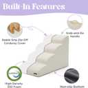 Lesure Dog Stairs for Small Dogs Pet Steps Ramp for High Bed and Couch with CertiPUR-US Certified Foam with Non-Slip Bottom, Beige, 4 Steps