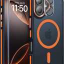 Magnetic 3 in 1 for iPhone 17 Case, [Omni-Directional Protection] with 1x Screen Protector + 1x Camera Cover, [Seamless Work with Magsafe] Translucent Protective Silm Phone Case for iPhone 17 Orange