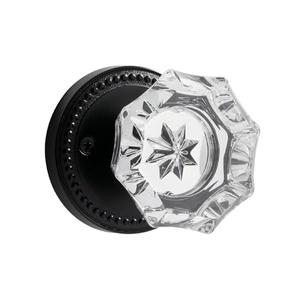 SORWDUERM Black Door Knobs Crystal Door Knob Passage Door Knobs Matte Black Interior Glass Door Knob for Hall and Closet 2 Pack