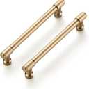 Ravinte 10 Pack 5 Inch Hole Center Solid Kitchen Cabinet Handles Champagne Bronze Dresser Pulls Cabinet Drawer Pulls for Kitchen Cupboard Hardware